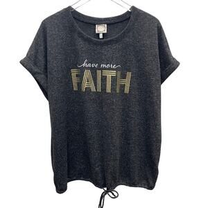 Have More Faith Gray Knit Top by TruSelf Size 2X